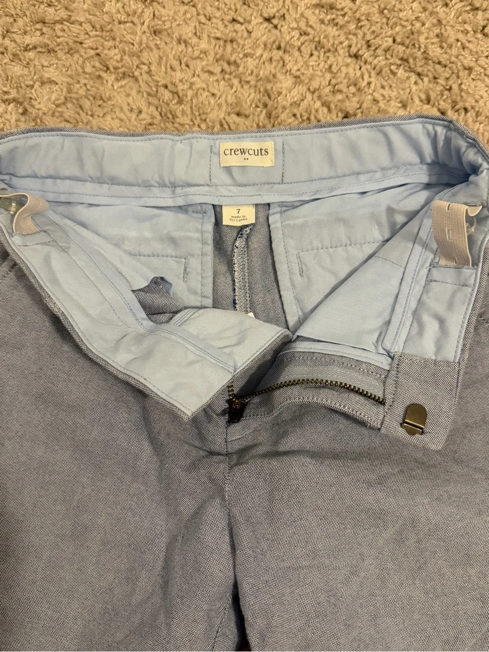 Crewcuts Light Blue Chambray Flat-Front Cotton Preppy Chino Shorts